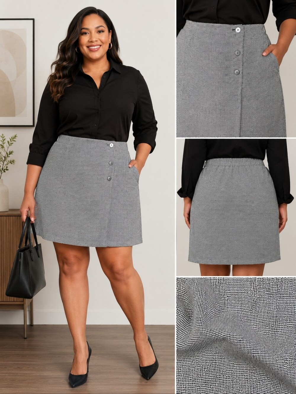 Worthington Black and White Mini Skirt